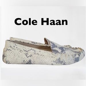 Cole Haan Women's Snake-Print Loafers in Cream and Gray